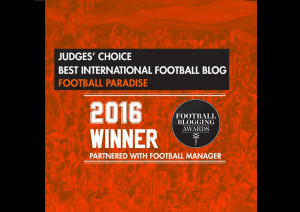 Football Paradise wins best International Football Blog Award at the Football Blogging Awards 2016, Manchester, UK